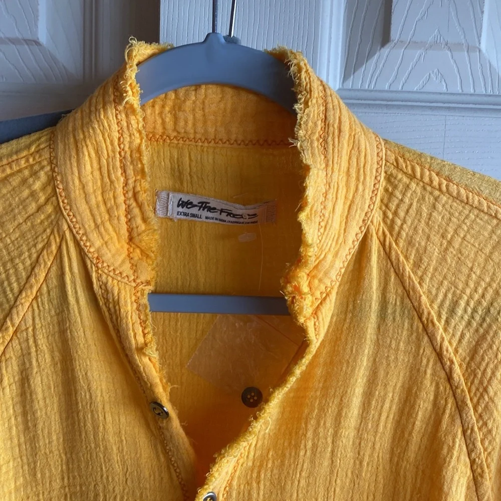 FREE PEOPLE NWT Summer Daydream Long Sleeve POCKETS Cotton Shirt/Shacket - Picture 7 of 13